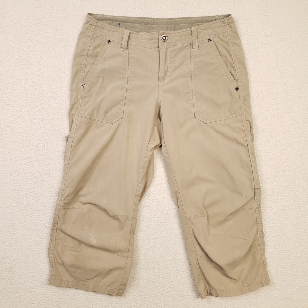 KUHL Free Range Capri Pants Women 8 Tan 6288 Cotton Blend Outdoor Hiking Cropped